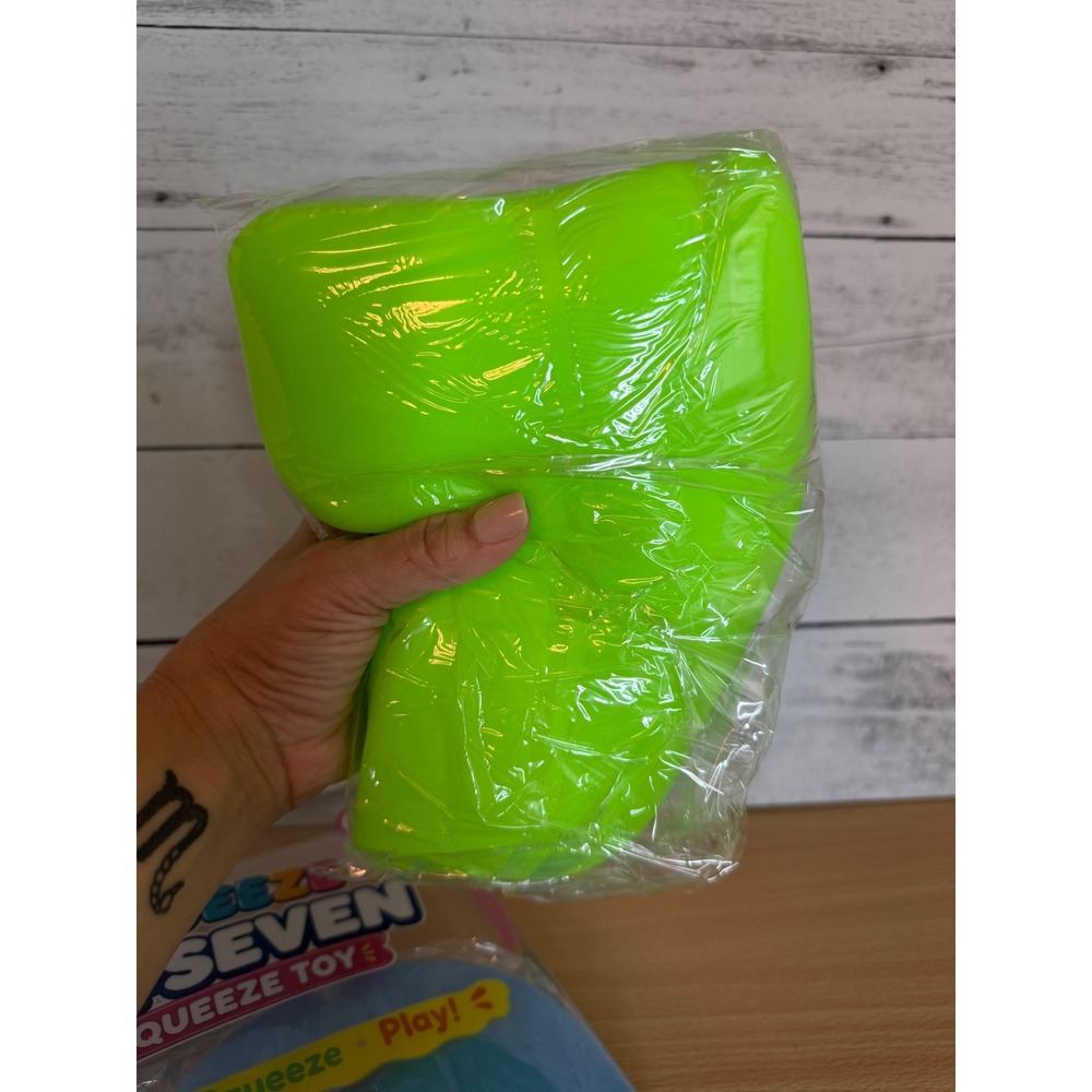 JUMBO Squeeze Six Seven 67 Squeeze Toy Set Neon Green Blue Foam Squishy Numbers - Picture 2 of 4